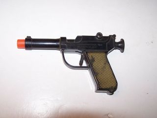 Vtg Black Plastic Knickerbocker Spring Loaded Cork Toy Gun Pistol Not