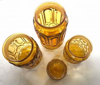 Vintage LE Smith Moon and Stars 8 piece Amber Glass 4 Canister Set - 3