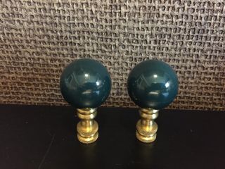2 - Hunter Green Lamp Finial,  By Ordering 1 Time You Get 2 The Same Finials 251