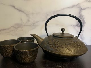 Joyce Chen Tetsubin Cast Iron Teapot Year Of The Horse With Lid,  Infuser & 3cups