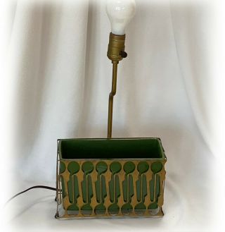 Unusual Vintage Industrial Machine Age Art Deco Planter Lamp Pierced Metal Base