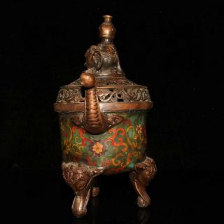 Collectibles Chinese Cloisonne Incense Burner Elephant Brass Statue AP100 2