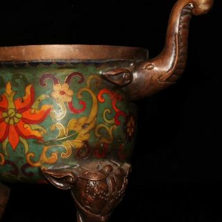 Collectibles Chinese Cloisonne Incense Burner Elephant Brass Statue AP100 3