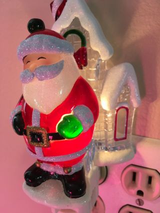 6 " Santa Claus North Pole Night Light Wall Plug In Christmas Acrylic On/off Swit