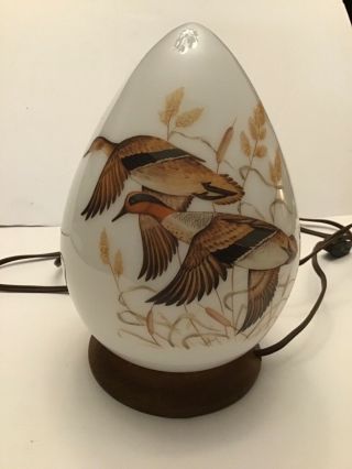 Vintage Night Light /lamp Shaped Like An Egg With Ducks On It