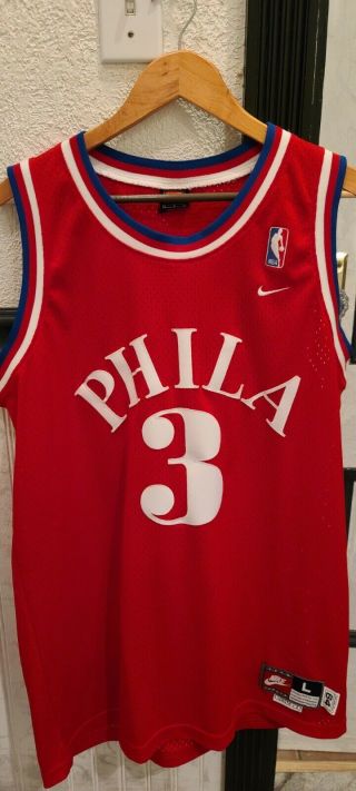 Vtg Nba Nike Rewind Philadelphia 76ers Allen Iverson Jersey Men L Sewn 3 Phila
