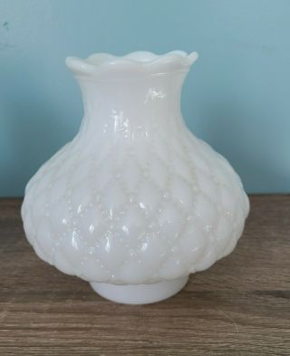 Vintage Milk Glass Sconce Globe Shade Light Lamp Lantern Diamond Pattern