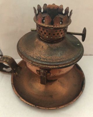 Vintage Metal Copper Tone Oil Lamp Wick Rotating Swivel Table Top Wall Mount