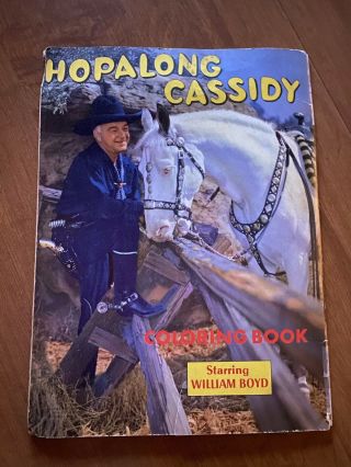 Vintage Giant Hopalong Cassidy Coloring Book With Small Hopalong Toy