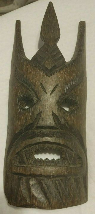 Vintage Hand Carved African Tribal Wood Mask Large Wall Art Wooden 14”