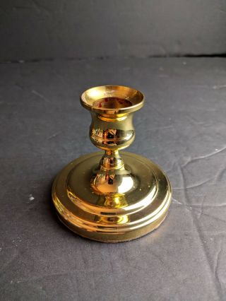 One Short 3 " Polished Brass Baldwin Candlestick Taper Holder