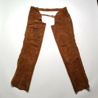 Vintage Brown Riding Suede Leather Chaps Womens Size Large Usa Made Horse Stable