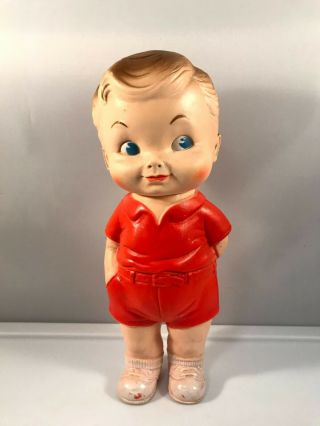 Vintage 1962 Edward Mobley Boy With Frog Squeak Toy Arrow Rubber & Plastic