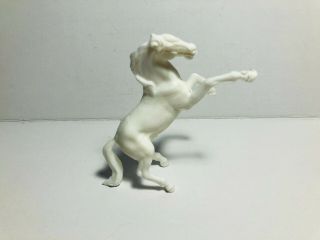 Stuart Vintage Rearing Horse In White Color.  Chew Mark On Hoof.