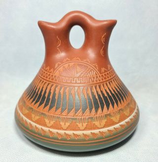 Native American Wedding Vase Pottery By Navajo Artist Bernice Watchman Signed