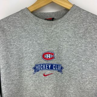 Montreal Canadiens Vintage Nike Middle Swoosh Sweatshirt Size Medium Gray Nhl