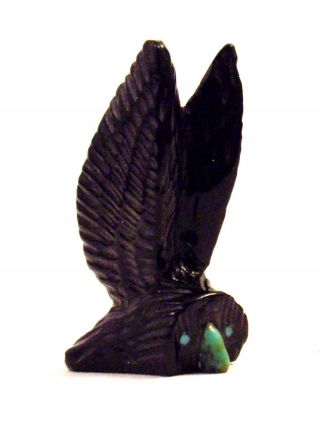 Bryston Bowannie - Black Marble Owl - Zuni Fetish - Native American - Stone Carving