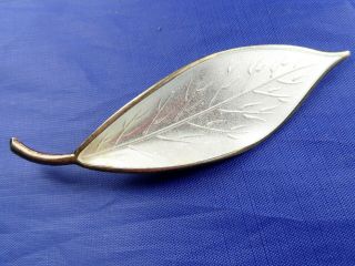 Stunning David Andersen Vintage 1950s Sterling Silver & Enamel Leaf Brooch