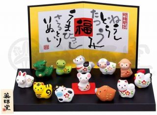 Chinese Zodiac Japan Mino Yaki Ceramic Figurine Year 12 Zodiac Japan