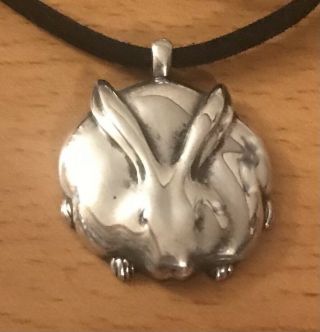 Vtg Necklace Pendant Marked Mfa Museum Of Fine Arts 925 Sterling Silver Rabbit