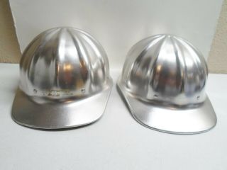 2 Vintage Superlite Aluminum Hard Hats By Fibre Metal