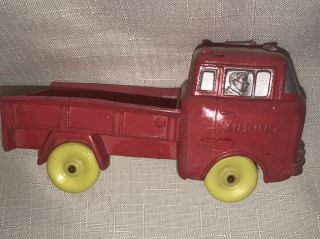 Vintage Auburn Rubber Toy 528 Pick - Up Truck Red Delivery Truck