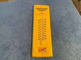 Vintage Kent Feed Cow Pig Chicken Farm Gas Oil Metal Thermometer Sign