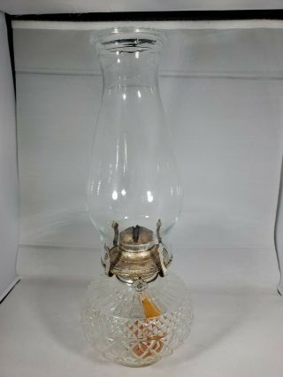 Vintage Lamplight Farms Oil Lamp Clear Glass Base 13 Inch