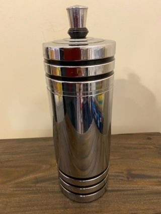 Vintage 1930s Chase Gaiety Chrome Art Deco Cocktail Shaker Includes Strainer