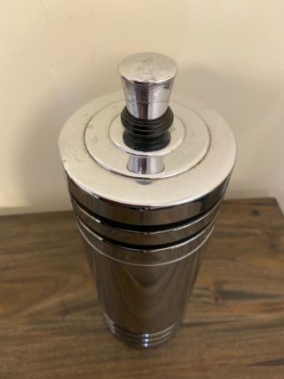 Vintage 1930s Chase Gaiety Chrome Art Deco Cocktail Shaker includes strainer 2