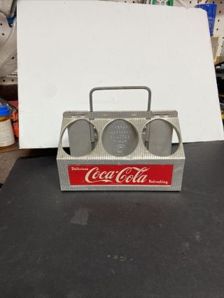 Vintage 1950 ' s Coca Cola Coke Metal Aluminum 6 Pack Case Bottle Carrier 3