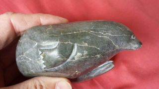 Vintage Stone Carving Canadian Eskimo Art Inuit Canada Carved Seal Signed