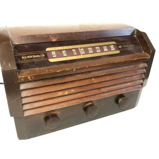 Vintage Rca Victor Model 56x3 Wood Cabinet Table Top Tube Radio