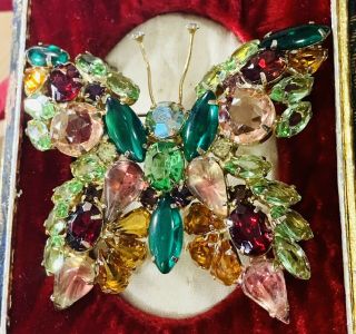 Big Gorgeous Vintage Rhinestone Butterfly Brooch