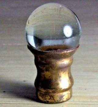 Vintage Mcm Clear Glass And Brass Marble Lamp Finial 1.  75 " Long