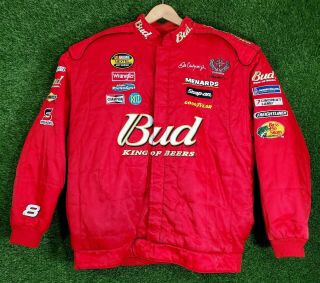 Vtg Nascar Racing Jacket Dale Earnhardt Jr 8 Budweiser Red Chase Authentics Xl