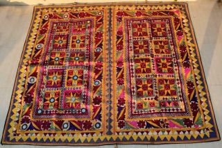 70 " X 60 " Handmade Embroidery Old Tribal Ethnic Wall Hanging Decor Tapestry