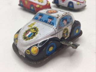 Vintage 1970s 3” Tin Litho Police Patrol Volkswagen Vw Beetle Bug Windup China