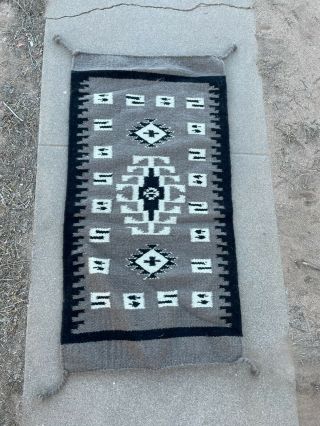 Stunning Navajo Rug Native American Weaving 20.  5 " X 39 " Gray White Black