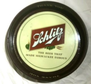 Vintage Schlitz Beer Serving Tray " The Beer That Made Milwaukee Famous "
