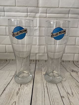 Blue Moon 16 Oz Pilsner Beer Glass - Set Of Two (2) Glasses -