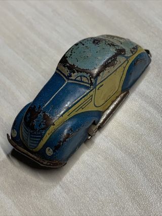 Rare 1940s Distler Mighty Midget Tin Wind Up Toy Car Us Zone - Germany