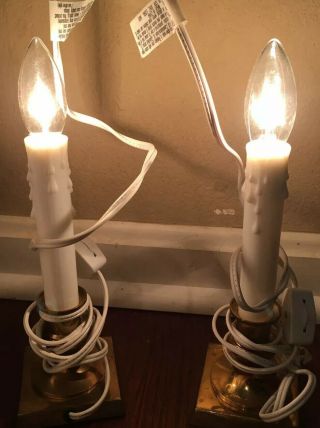 Set Of 2 Christmas Electric Solid Brass Window Candle Lamp Light On/off Switch