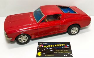 1960’s Taiyo Ford Mustang Muscle Car 1965 Battery Operated Japan Tin Toy Vintage