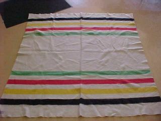 Vintage Mariposa 4 Band Point 100 Wool Blanket Camp Cottage Cabin Lodge 73x69