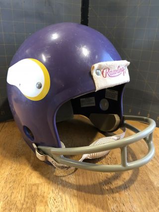 Vintage Rawlings Minnesota Vikings Nfl 2 Bar Football Helmet Large Hnfl Usa