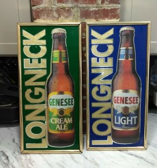 2 Genesee Cream Ale Beer Signs Genny Light Longneck Man Cave Bar 2 For 1 Keg