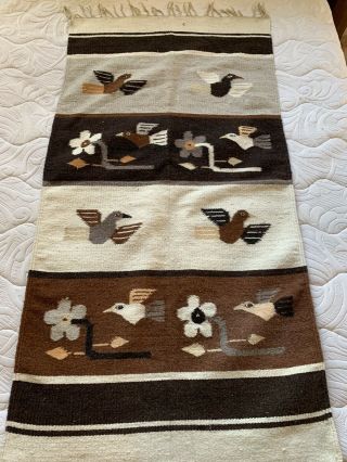 Vintage Native American Indian Rug Saddle Blanket Bird Hand Woven 58 X 29