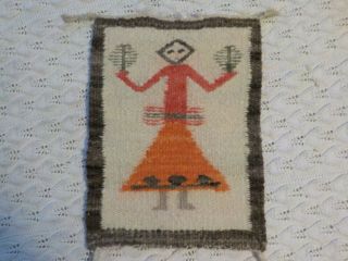 Vintage Navajo Rug Weaving Dancer 9 " X 12 " Yei