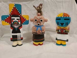 Hopi Kachina Dolls By Leroy Pooley,  Route 66 Style,  Butterfly,  Mudhead,  And Sun